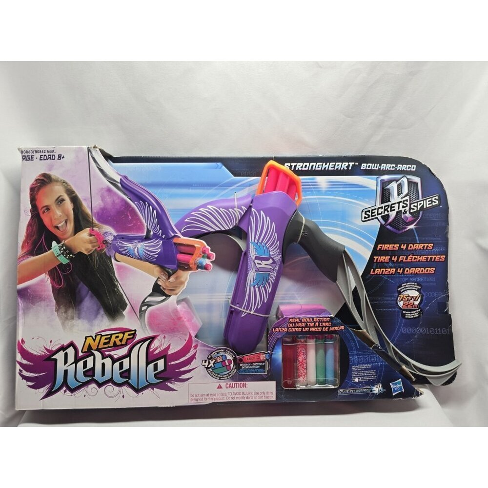 NERF REBELLE SECRETS & SPIES STRONGHEART BOW BLASTER WITH 4 DARTS
